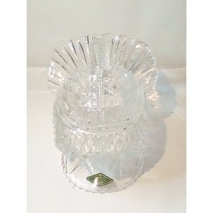 Vintage LE Smith Clear Crystal Turkey Covered Candy Dish Bowl With Lid 7”T 7”W